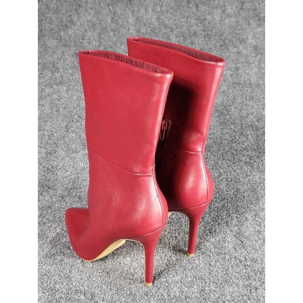 CHARLES BY CHARLES DAVID RED FAUX LEATHER MIDI STILETTO BOOTS SZ 6.5 Winter Work - Picture 2 of 6